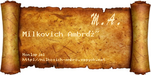 Milkovich Ambró névjegykártya